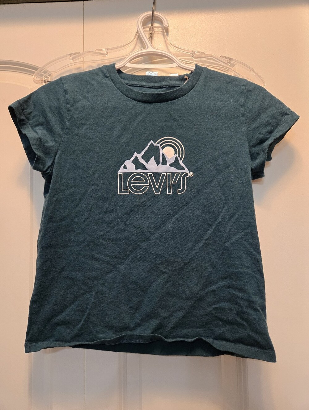 Levi's Women's Deep Teal Mountain Logo Short Sleeve Tee